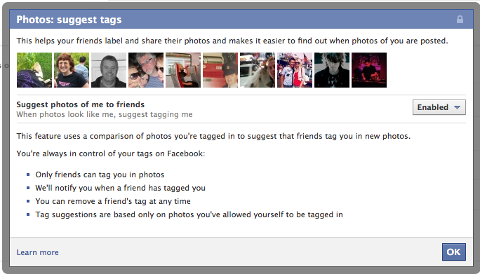 Enable or disable Facebook photo suggest?